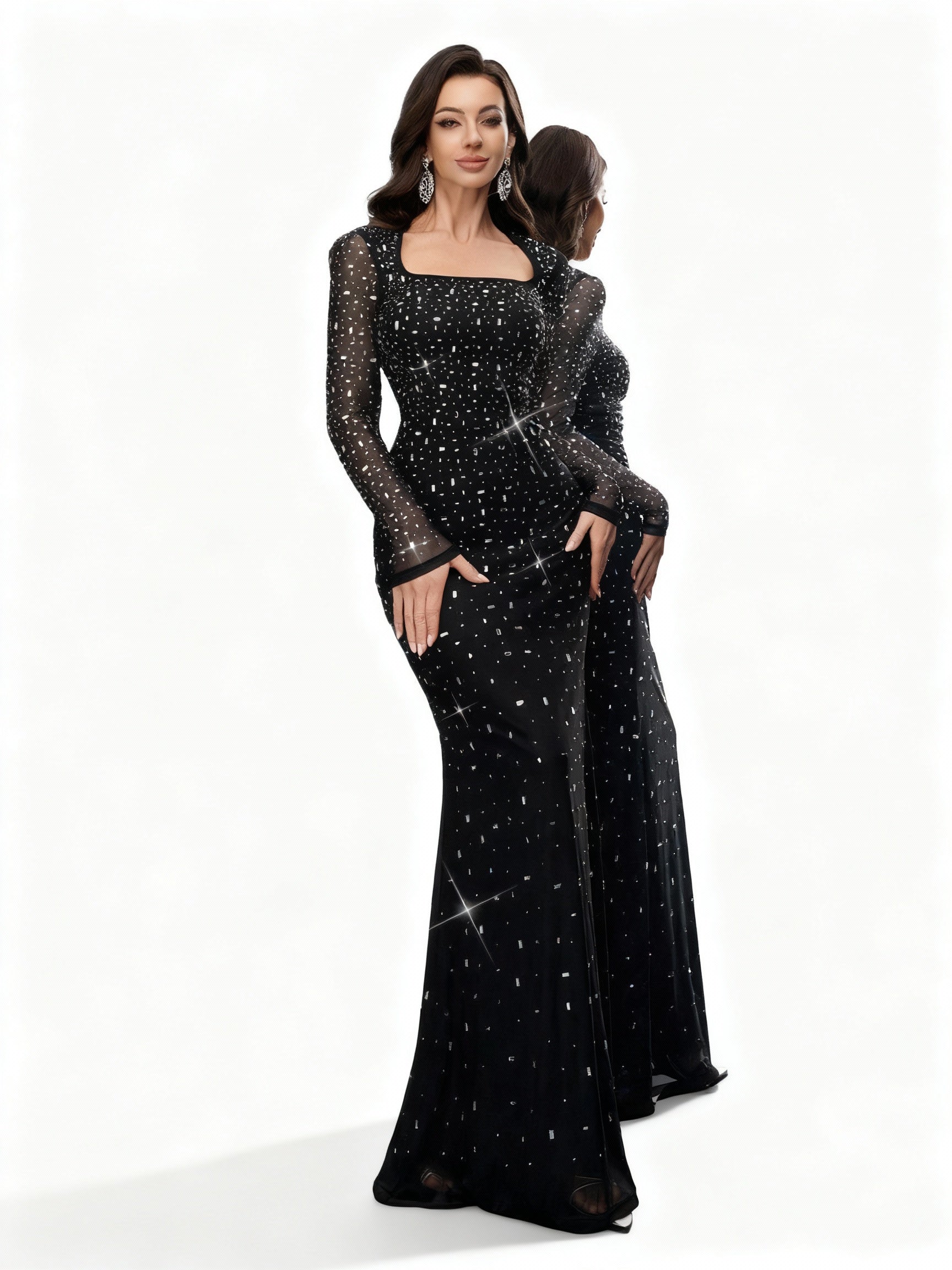 Sovae | Klassisches Fishtail Abendkleid mit Strass für Feste
