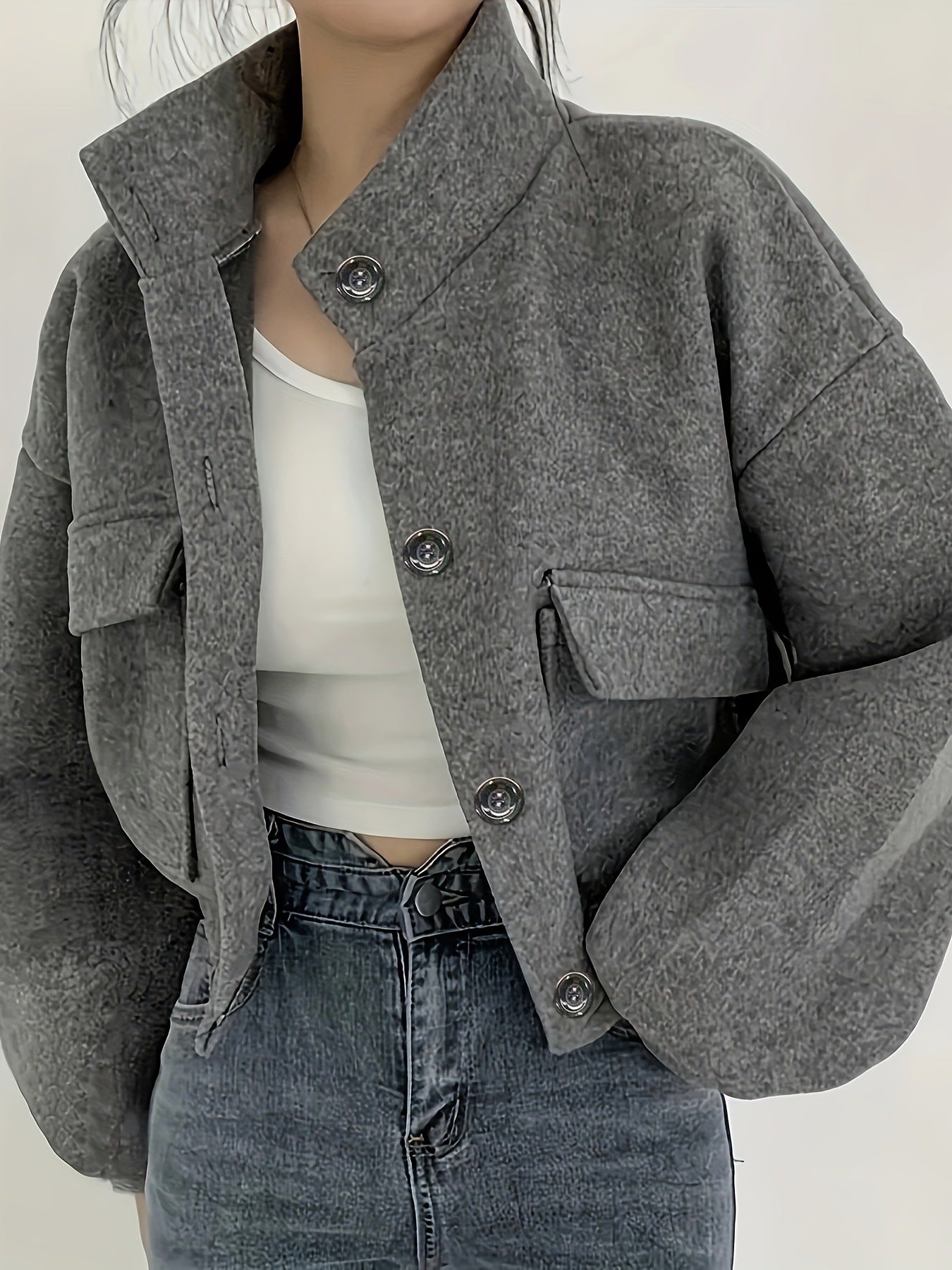 Damen kurze Fleecejacke mit praktischen Taschen Sovae
