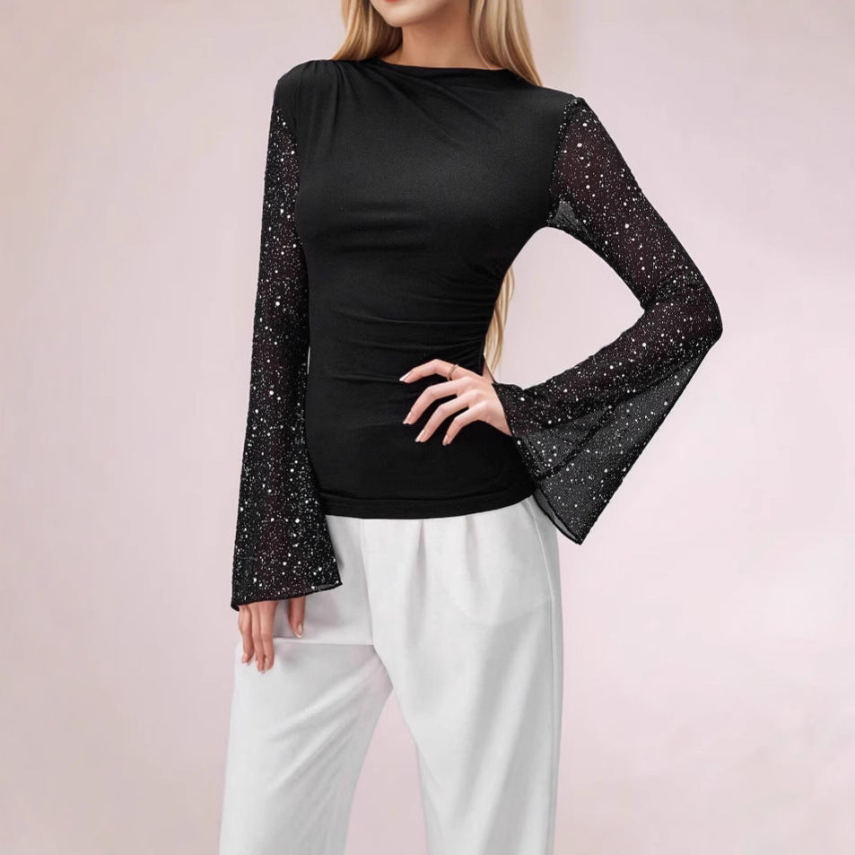 Damen Elegantes Oberteil mit Glitzer Sovae