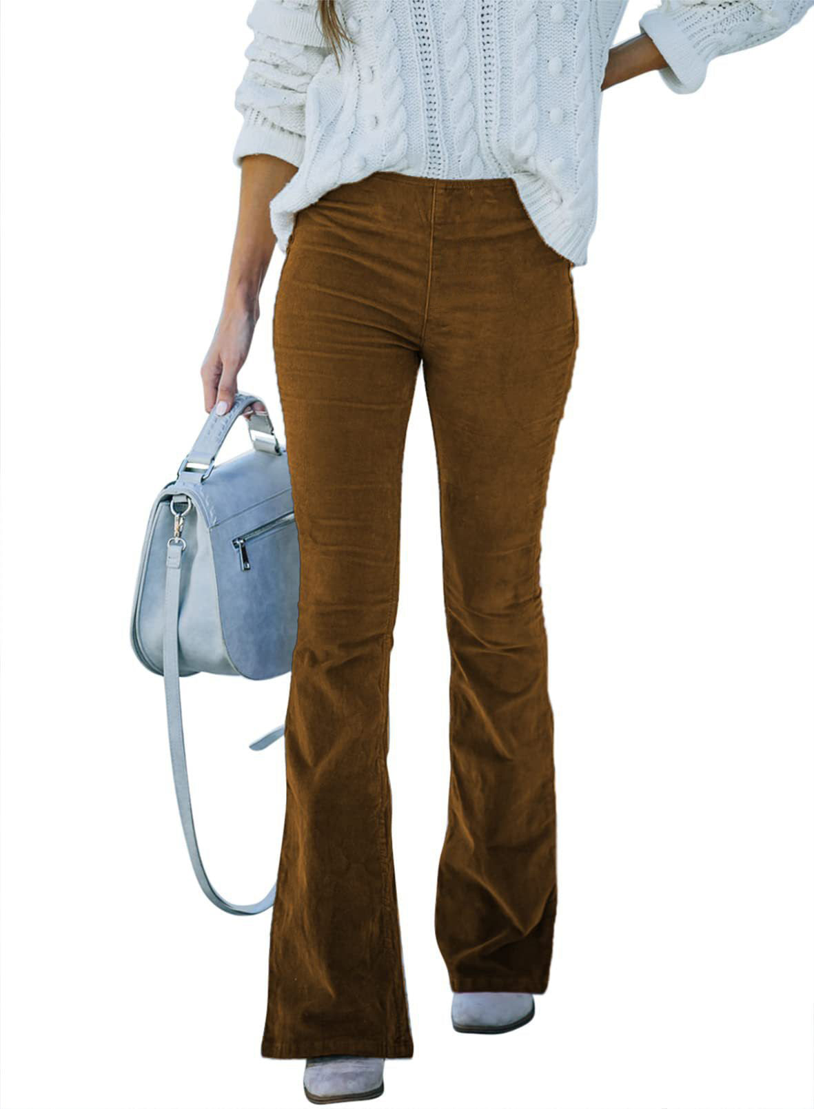 Damen Flared Cordhose mit hohem Bund und weichem Material Sovae