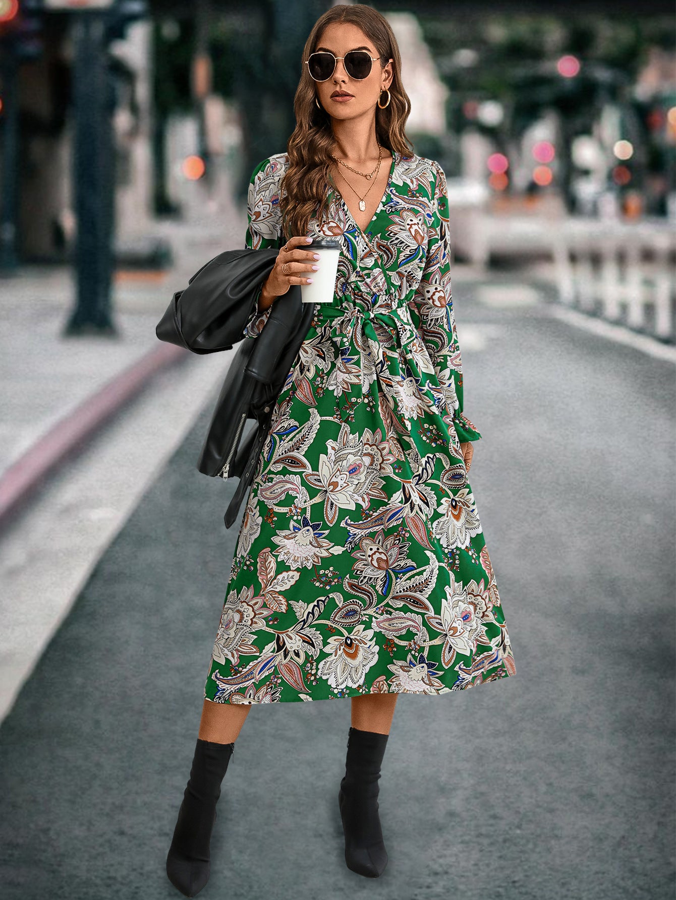 Damen Maxikleid mit floralem Design Sovae