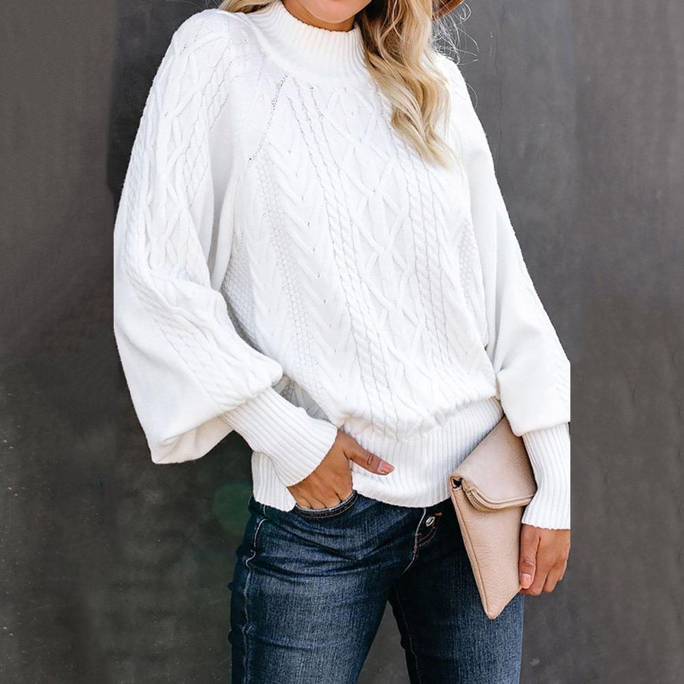 Damen Strickpullover mit hochgeschlossenem Kragen und strukturiertem Design Sovae