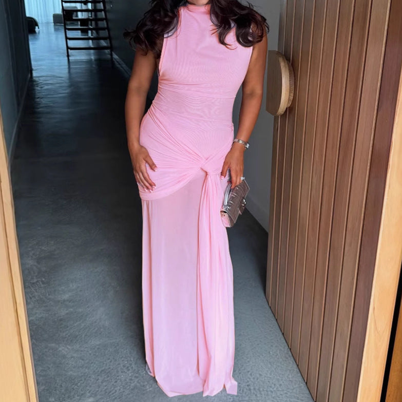 Damen Elegantes Maxikleid mit kreativen Drapierungsdetails und figurbetontem Schnitt Sovae