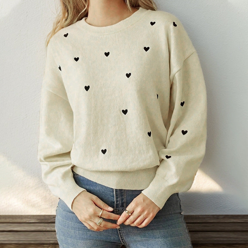 Damen kuscheliger Pullover mit Herzmotiven Sovae