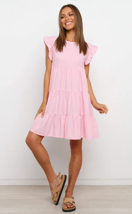 Damen Rüschentier Sommerkleid Sovae