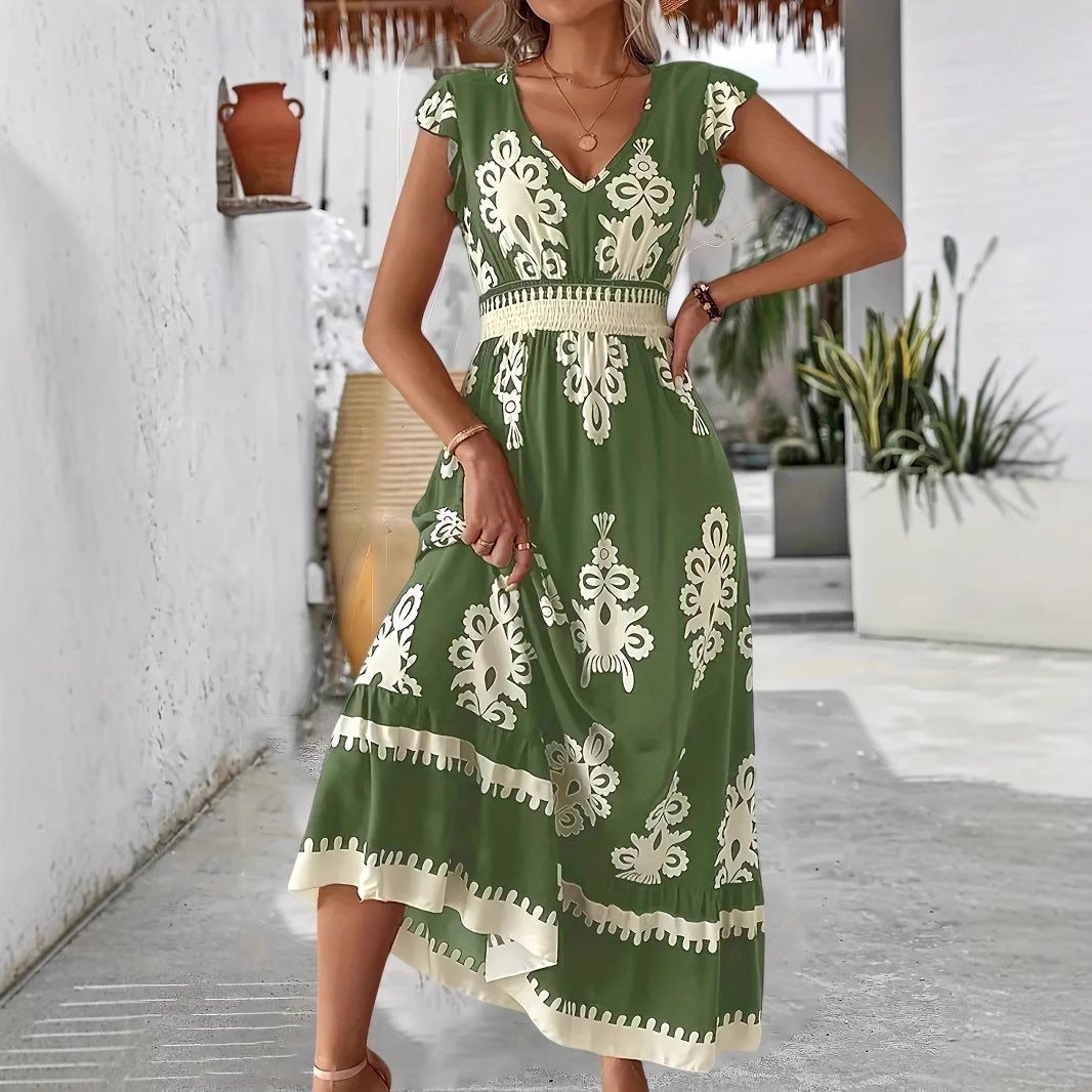 Damen Maxikleid mit elegantem floralen Muster Sovae