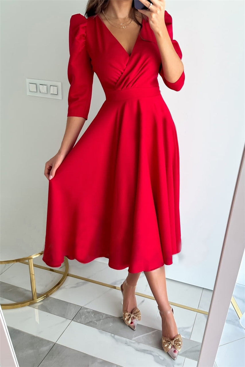Damen Elegantes Midi Kleid Sovae
