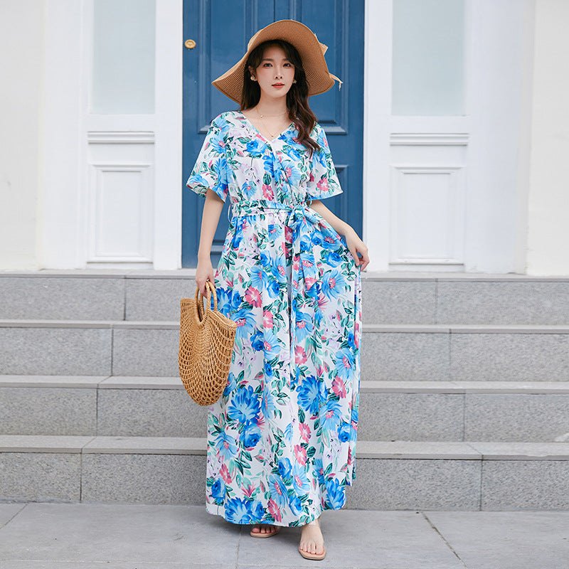 Damen Maxikleid mit floralem Design Sovae