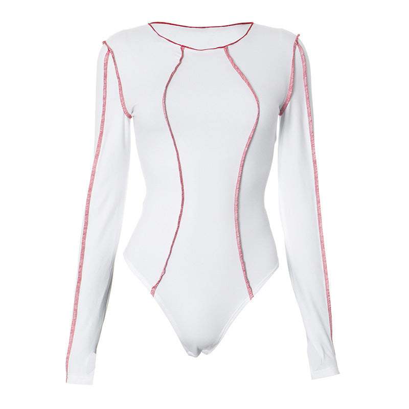 Damen Eleganter langärmeliger Bodysuit mit sportlichen Kontrasten Sovae