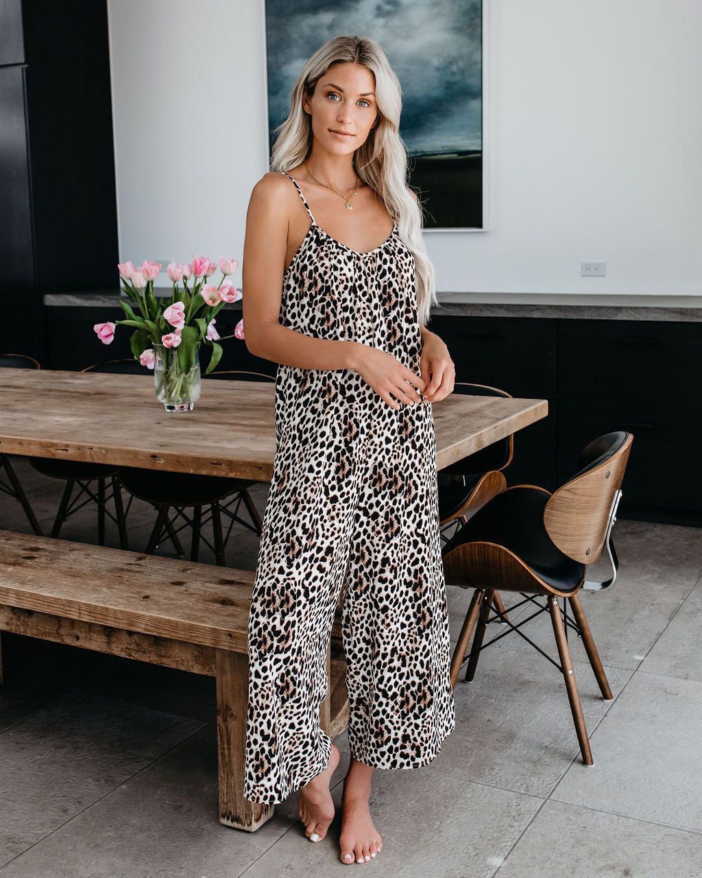 Damen Elegantes Jumpsuit mit Spaghettiträgern und weitem Bein Sovae