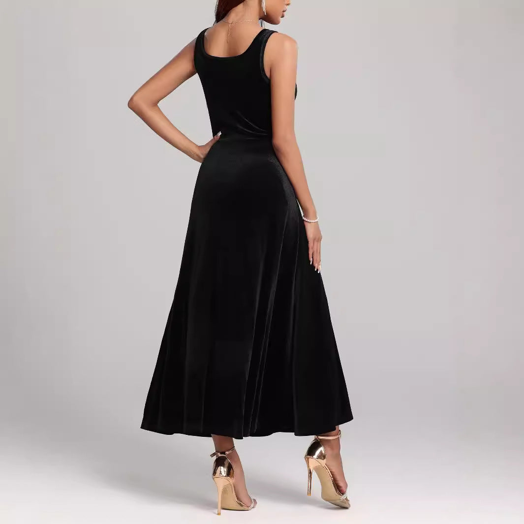 Damen elegantes Maxikleid mit schmalem Schnitt und fließendem Fall Sovae