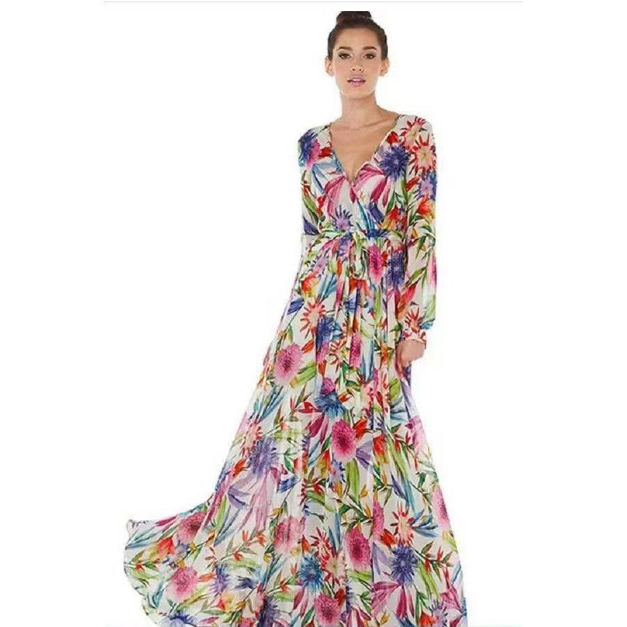 Damen Fließendes Maxikleid mit floralem Print Sovae