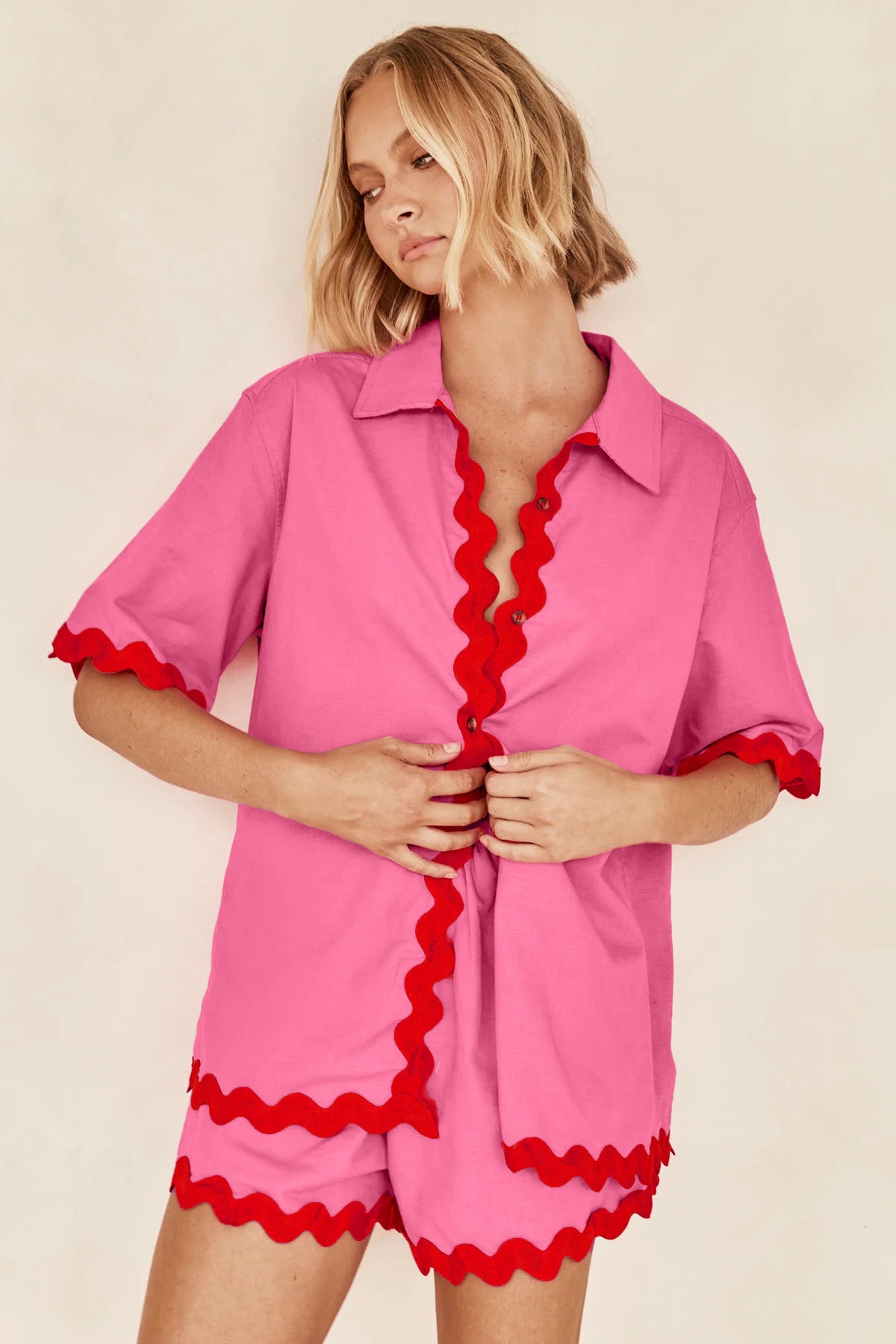 Damen elegante Sommerbluse und Shorts Set Sovae