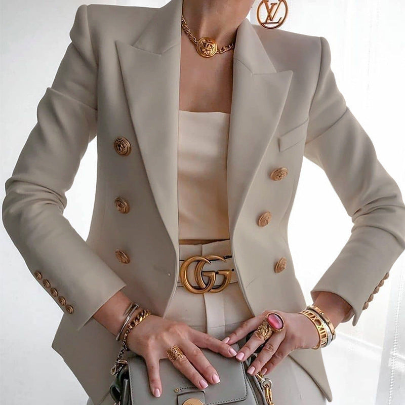 Damen Eleganter Blazer mit doppelter Knopfleiste und tailliertem Schnitt Sovae