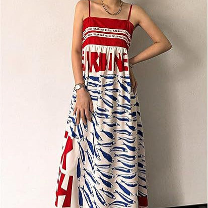 Damen Fließendes Maxikleid mit verstellbaren Trägern Sovae