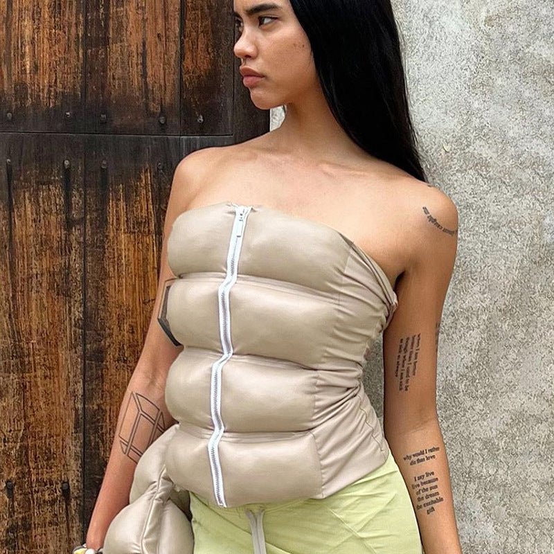 Damen gepolstertes Bustier mit Reißverschluss Sovae
