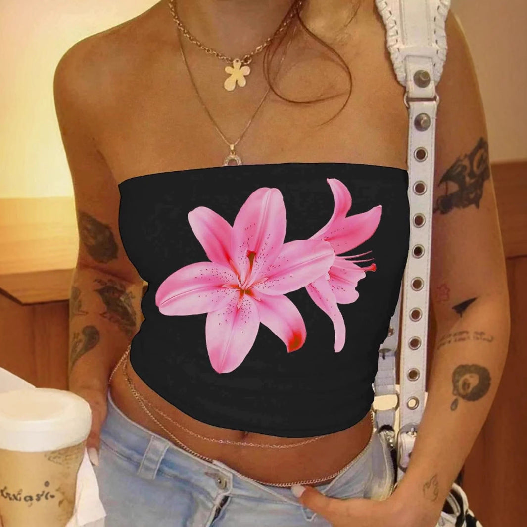 Damen abgestimmtes Bandeau-Top mit floralem Druck Sovae