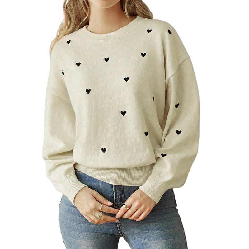 Damen kuscheliger Pullover mit Herzmotiven Sovae