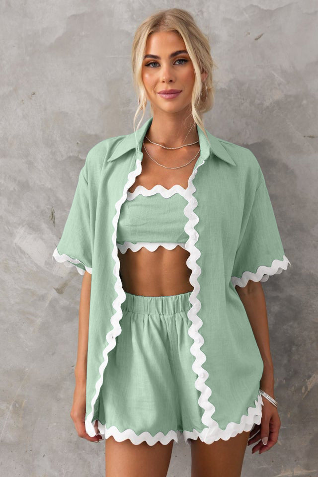 Damen elegante Sommerbluse und Shorts Set Sovae