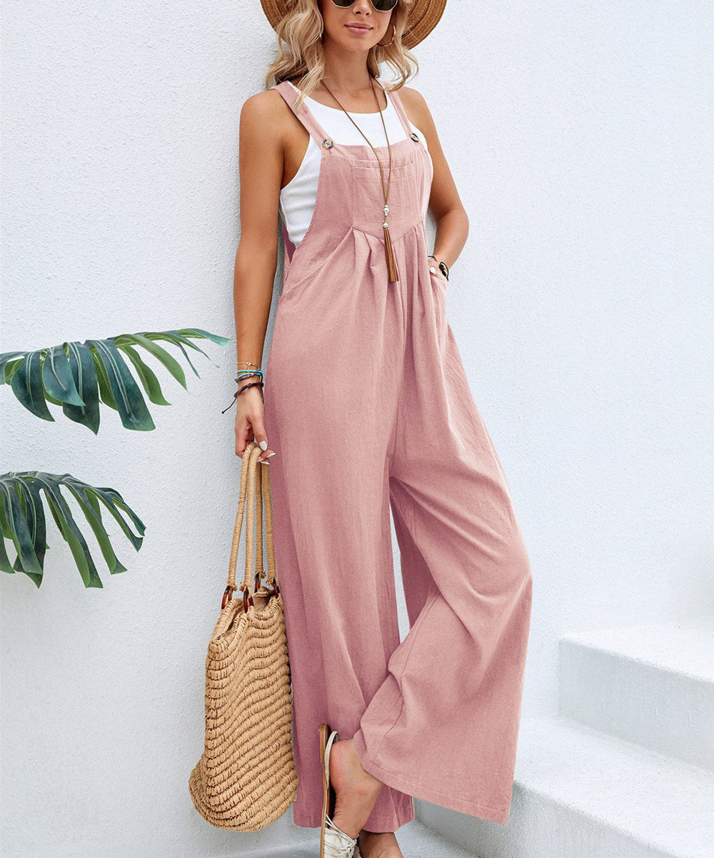 Damen lässiger Jumpsuit mit breiten Beinen und modischen Trägern Sovae