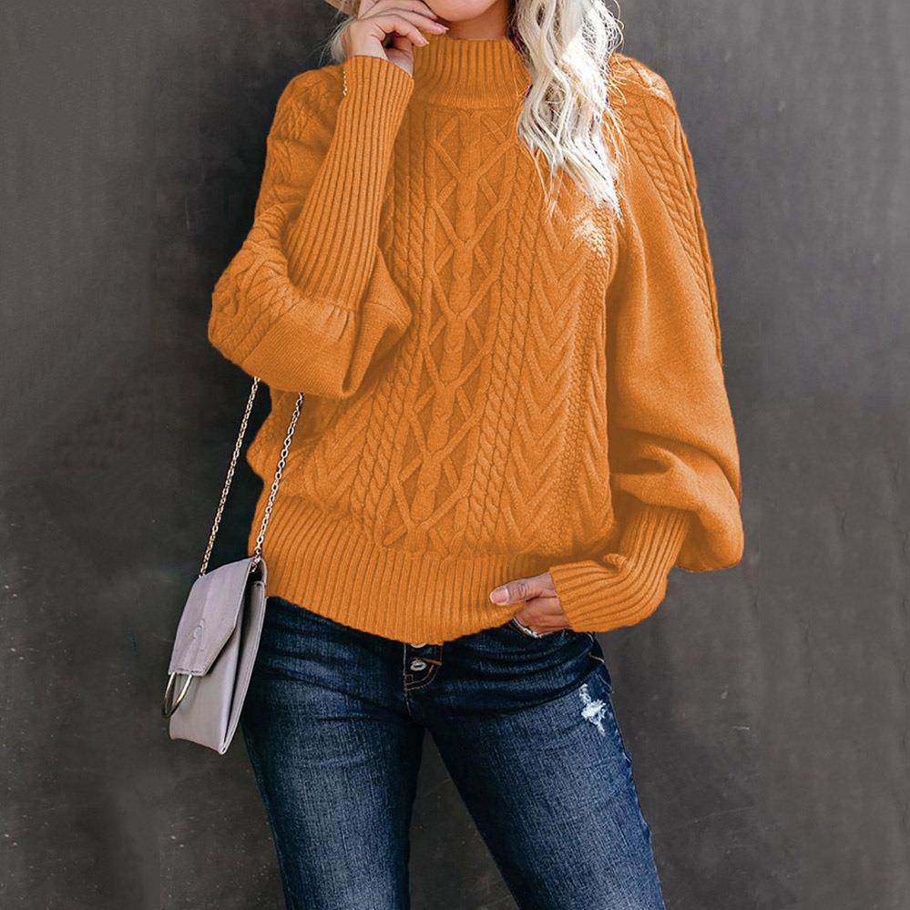 Damen Strickpullover mit hochgeschlossenem Kragen und strukturiertem Design Sovae