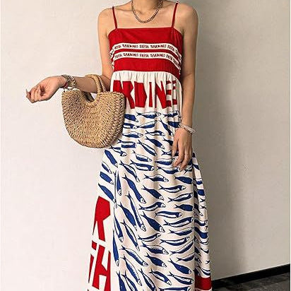 Damen Fließendes Maxikleid mit verstellbaren Trägern Sovae