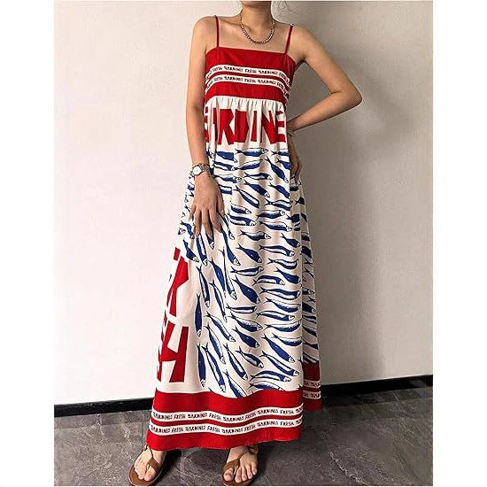 Damen Fließendes Maxikleid mit verstellbaren Trägern Sovae