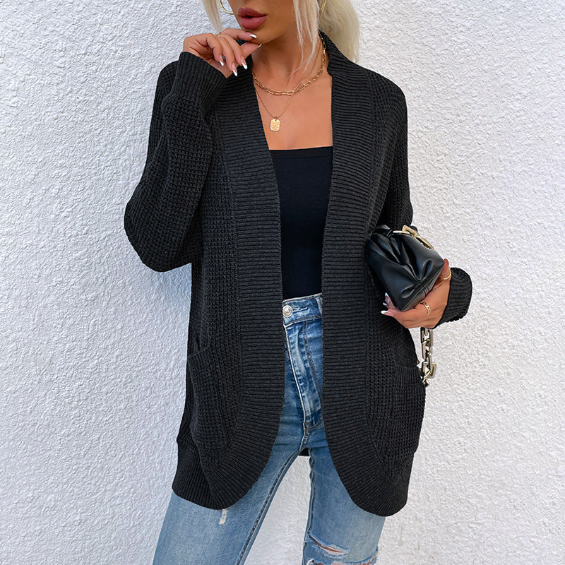 Damen Strickjacke mit lässiger Passform und offenen Taschen Sovae