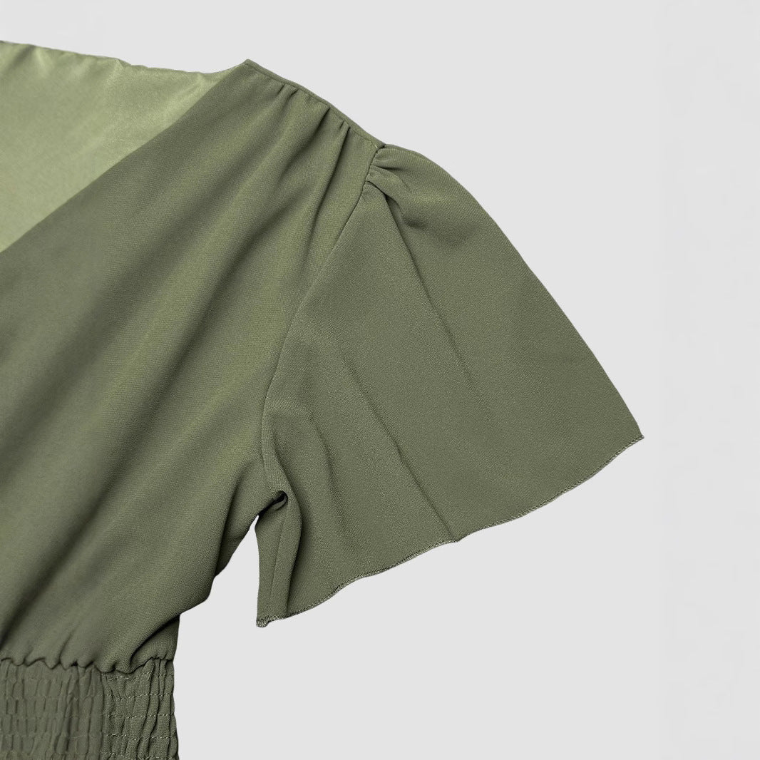 Damen Maxikleid mit fließendem Schnitt und V-Ausschnitt Sovae