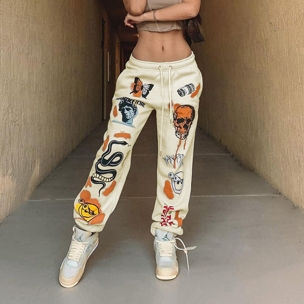 Damen auffällige Sweatpants mit grafischen Druckmotiven Sovae
