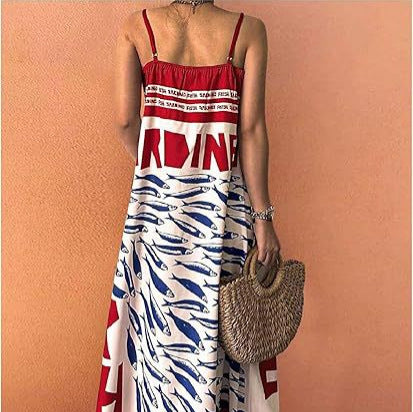 Damen Fließendes Maxikleid mit verstellbaren Trägern Sovae