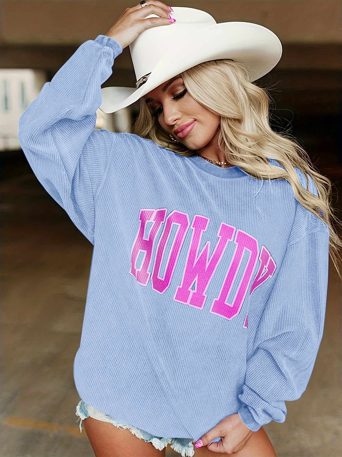 Damen Lässiges Pullover mit Schriftzug und lockerer Passform Sovae