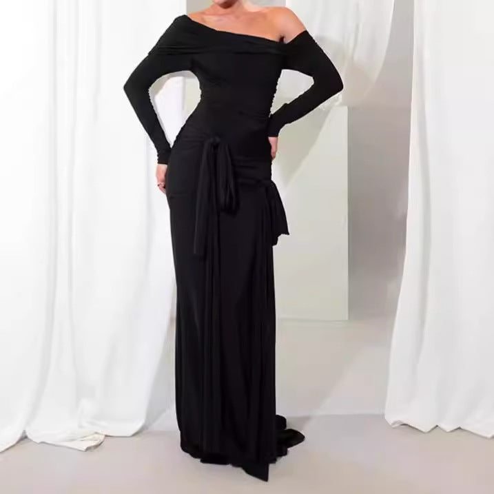Damen Elegantes Maxikleid mit Rüschendetails und Off-Shoulder-Ausschnitt Sovae