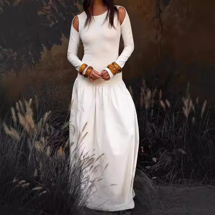 Damen Elegantes Maxikleid mit Off-Shoulder-Ärmeln Sovae