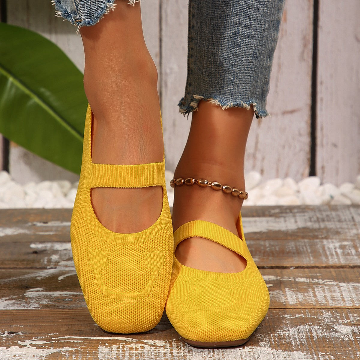 Damen Komfortable Ballerinas mit süßem Smiley-Motiv Sovae
