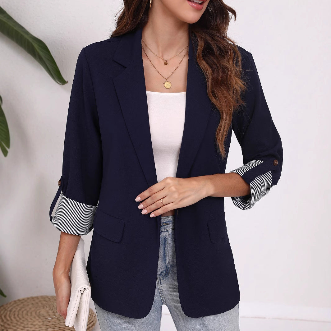 Damen Eleganter Blazer mit gestreiften Ärmeln und klassischem Schnitt Sovae