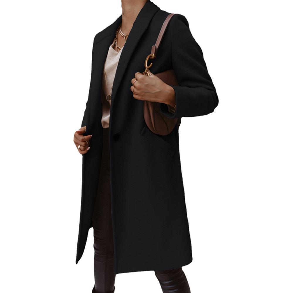 Damen Eleganter Langmantel mit schmalem Schnitt und tiefen Taschen Sovae