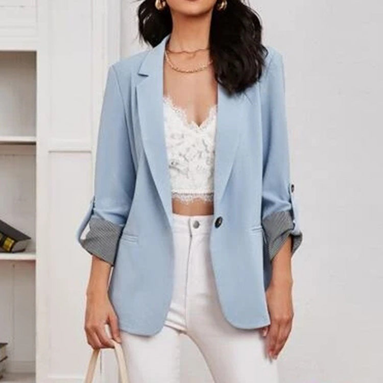 Damen Eleganter lässiger Blazer mit umschlagbaren Ärmeln und klassischem Schnitt Sovae
