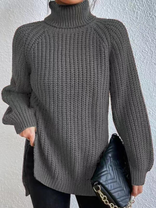 Damen gemütlicher Strickpullover mit Rollkragen und weitem Schnitt Sovae
