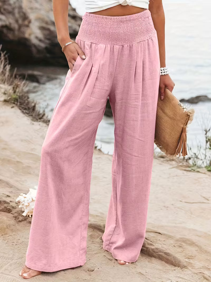 Damen Weit geschnittene Sommerhose mit elastischem Bund und luftiger Passform Sovae