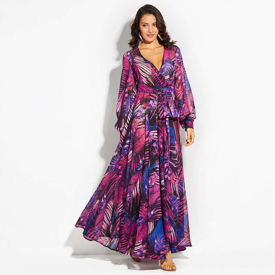 Damen Fließendes Maxikleid mit floralem Print Sovae