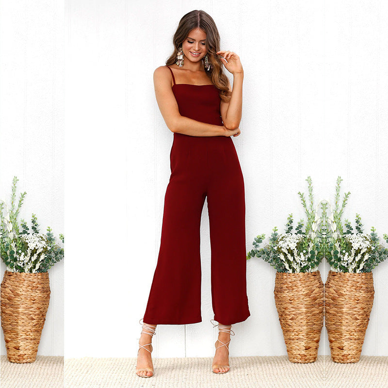 Damen eleganter langärmliger Jumpsuit mit Crop-Top Sovae