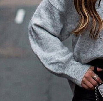 Damen lässiger Pullover mit ballonförmigen Ärmeln und elegantem Schnitt Sovae