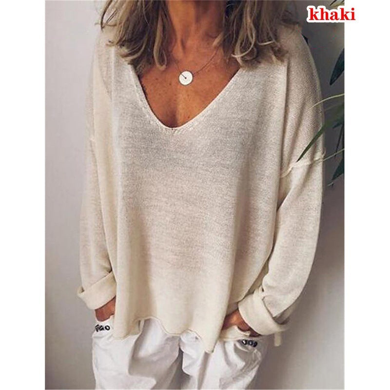 Damen lässiger V-Ausschnitt Pullover Sovae