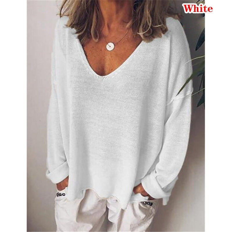 Damen lässiger V-Ausschnitt Pullover Sovae