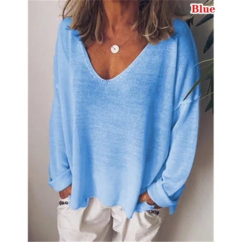 Damen lässiger V-Ausschnitt Pullover Sovae
