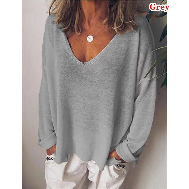 Damen lässiger V-Ausschnitt Pullover Sovae