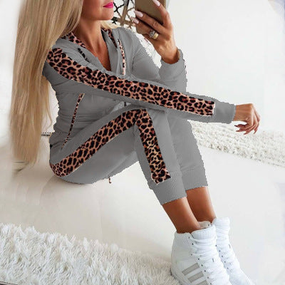 Damen sportlicher Freizeitanzug mit Leopardenmuster Sovae