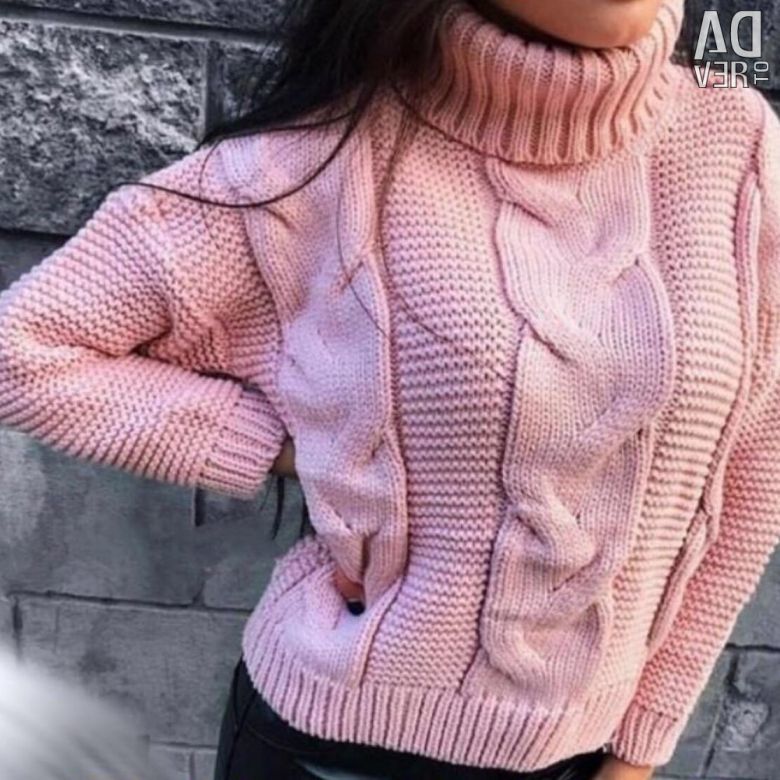 Damen oversized Strickpullover mit hohem Kragen und modischem Zopfmuster Sovae