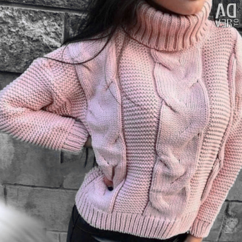 Damen oversized Strickpullover mit hohem Kragen und modischem Zopfmuster Sovae
